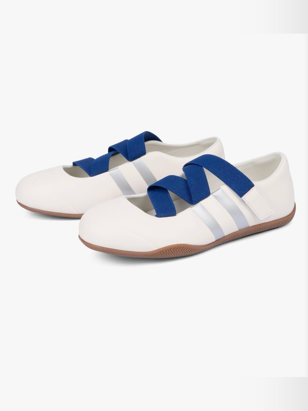 Faux Leather White Mary Jane Flats Sneakers Slip On Size 8